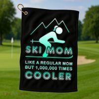 Ski Mom Gift Funny Ski Great Gift Ski Merch Skiing Gift Golf Towel thumb 1