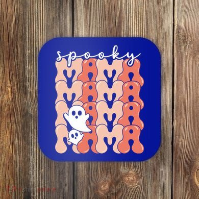 Spooky Mama Groovy Vintage Ghost Halloween Spooky Mom Mother Gift Coaster