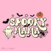 Spooky Mama Groovy Ghost Bat Pumpkin Creepy Retro Halloween Coaster thumb 2