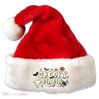 Spooky Mama Groovy Ghost Bat Pumpkin Creepy Retro Halloween Santa Hat thumb 0