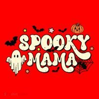 Spooky Mama Groovy Ghost Bat Pumpkin Creepy Retro Halloween Santa Hat thumb 1