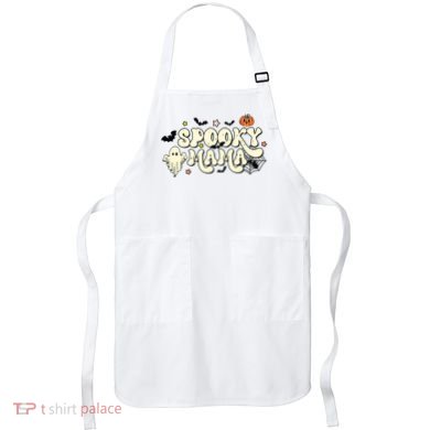 Spooky Mama Groovy Ghost Bat Pumpkin Creepy Retro Halloween Apron