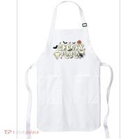 Spooky Mama Groovy Ghost Bat Pumpkin Creepy Retro Halloween Apron thumb 0