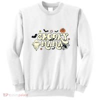 Spooky Mama Groovy Ghost Bat Pumpkin Creepy Retro Halloween Sweatshirt thumb 0