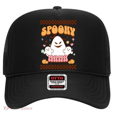Spooky Mama Groovy Vintage Ghost Halloween Spooky Mom Mother Gift Hat