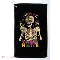 Skeleton Mardi Gras Pour Me Something Mister Fat Tuesday Celebration Gift Golf Towel thumb 0