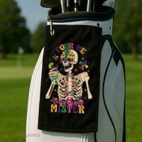 Skeleton Mardi Gras Pour Me Something Mister Fat Tuesday Celebration Gift Golf Towel thumb 2