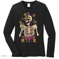 Skeleton Mardi Gras Pour Me Something Mister Fat Tuesday Celebration Gift Women's Long Sleeve Shirt thumb 0