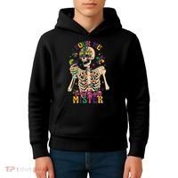 Skeleton Mardi Gras Pour Me Something Mister Fat Tuesday Celebration Gift Kids Hoodie thumb 4