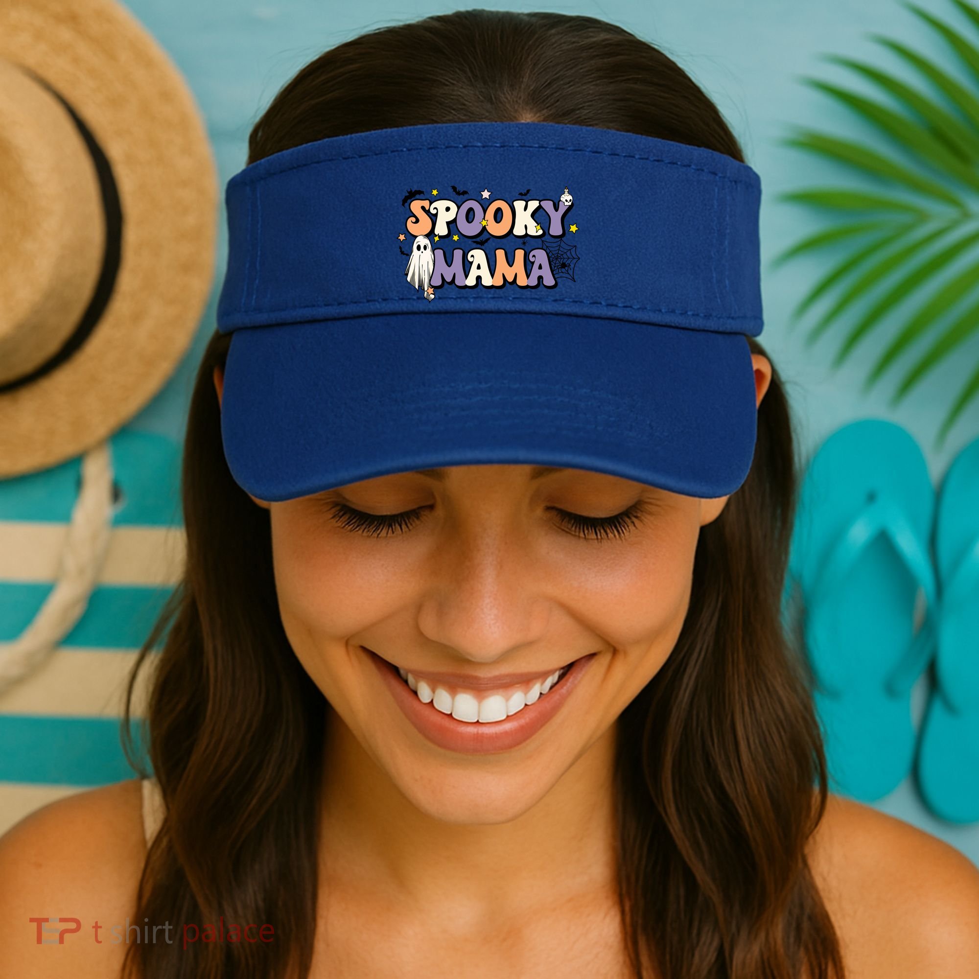Spooky Mama Halloween Mom Ghost Witchy Costume Gift Visor