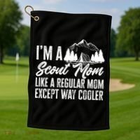 Scout Mom Hiking And Camping Scouting Gift Golf Towel thumb 1