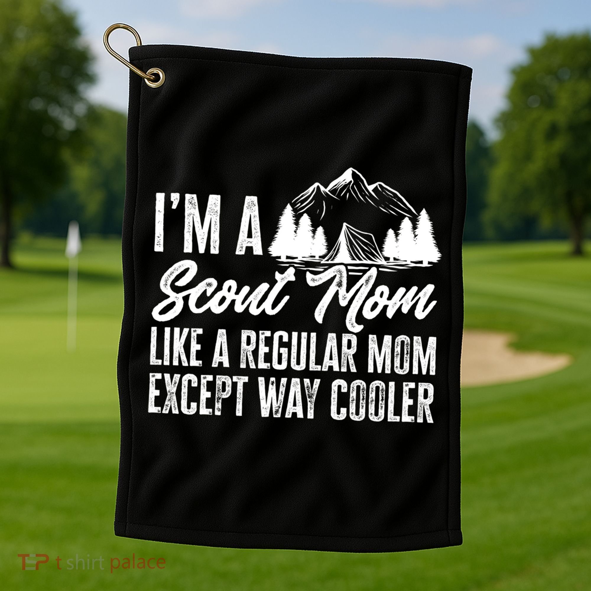 Scout Mom Hiking And Camping Scouting Gift Golf Towel