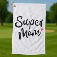 Super Mom Heart Cute Mother's Day Golf Towel thumb 1