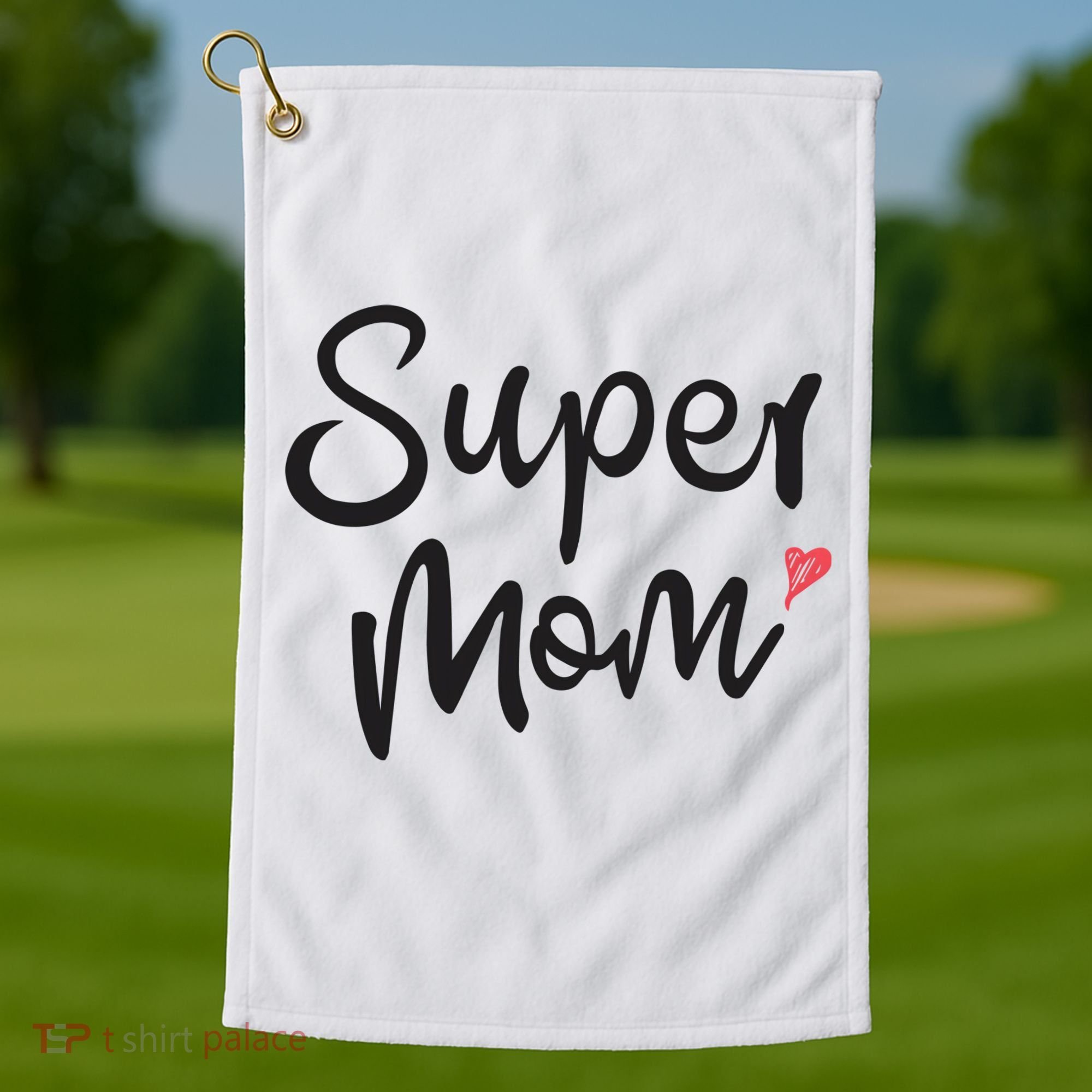 Super Mom Heart Cute Mother's Day Golf Towel
