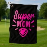 Super Mom Heart Gift Golf Towel thumb 1