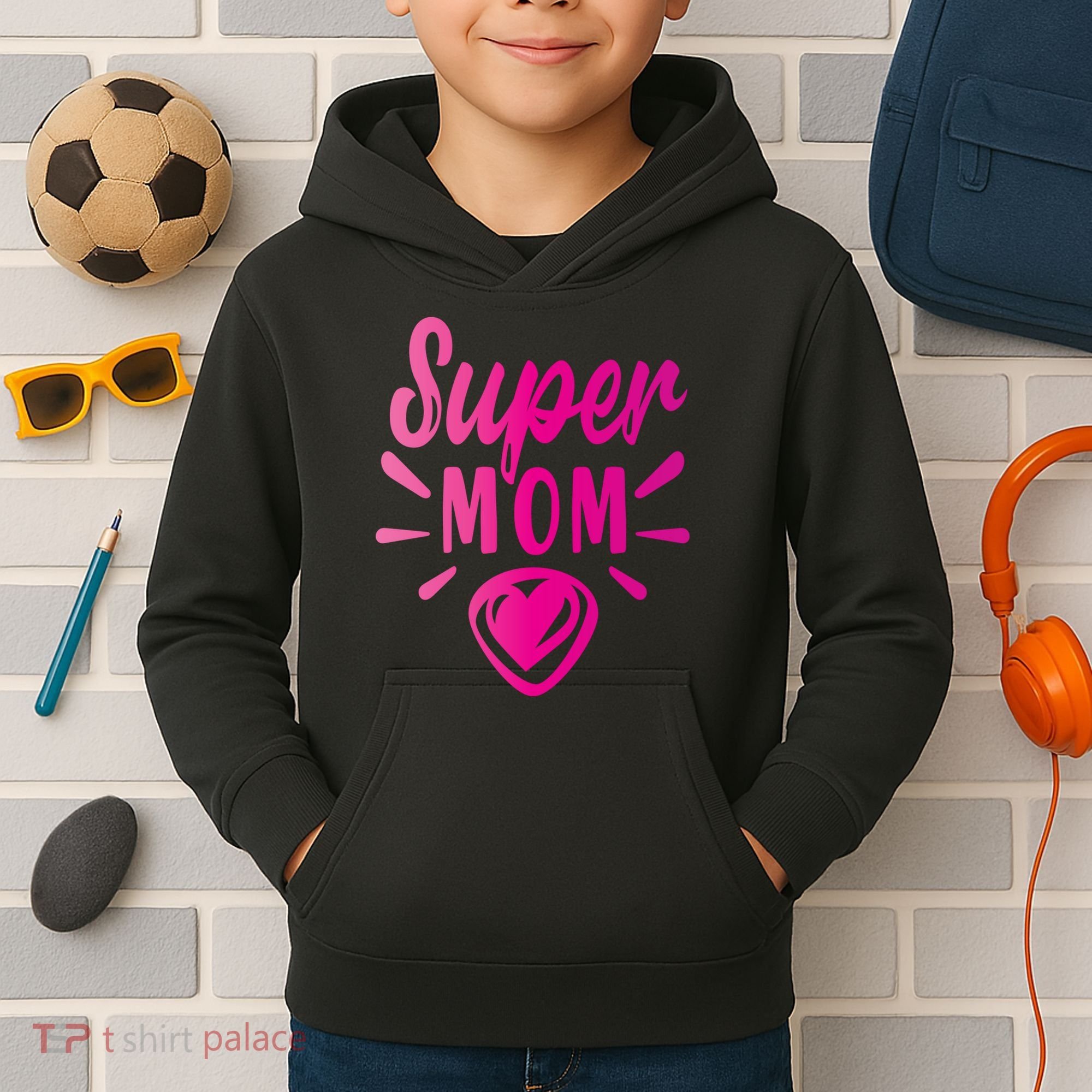 Super Mom Heart Gift Kids Hoodie