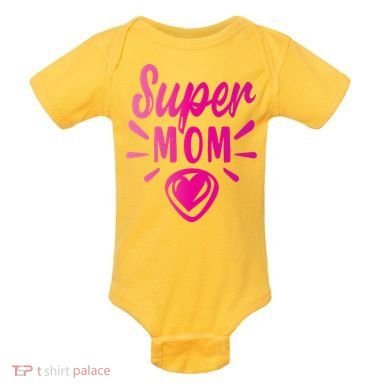 Super Mom Heart Gift Baby Bodysuit