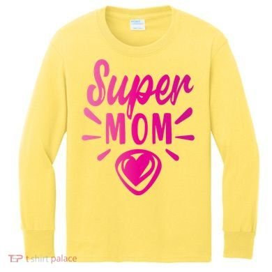 Super Mom Heart Gift Kids Long Sleeve Shirt