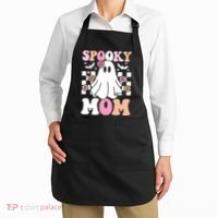 Spooky Mom Halloween Ghost Costume Retro Groovy Apron thumb 2