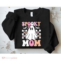 Spooky Mom Halloween Ghost Costume Retro Groovy Sweatshirt thumb 2