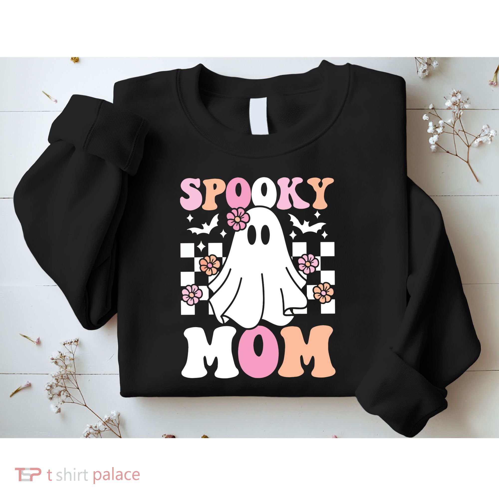 Spooky Mom Halloween Ghost Costume Retro Groovy Sweatshirt