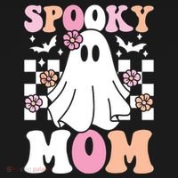 Spooky Mom Halloween Ghost Costume Retro Groovy Sweatshirt thumb 3