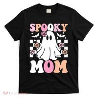Spooky Mom Halloween Ghost Costume Retro Groovy T-Shirt thumb 0