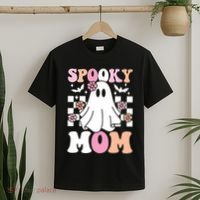 Spooky Mom Halloween Ghost Costume Retro Groovy T-Shirt thumb 2
