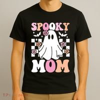 Spooky Mom Halloween Ghost Costume Retro Groovy T-Shirt thumb 3