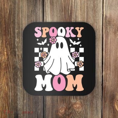 Spooky Mom Halloween Ghost Costume Retro Groovy Coaster