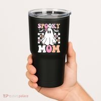 Spooky Mom Halloween Ghost Costume Retro Groovy Tumbler thumb 2