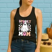 Spooky Mom Halloween Ghost Costume Retro Groovy Women's Tank Top thumb 2