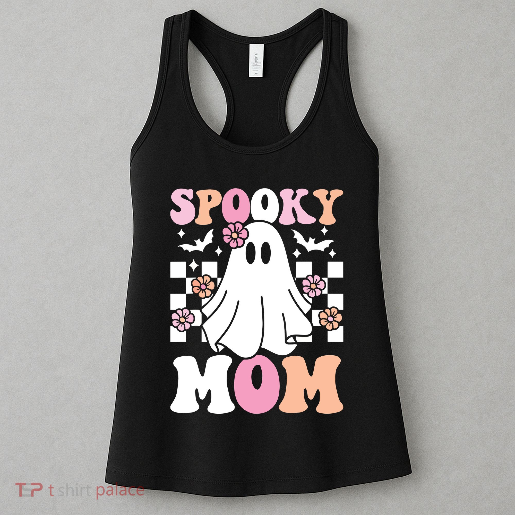 Spooky Mom Halloween Ghost Costume Retro Groovy Women's Tank Top