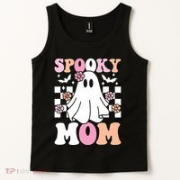 Spooky Mom Halloween Ghost Costume Retro Groovy Tank Top thumb 2