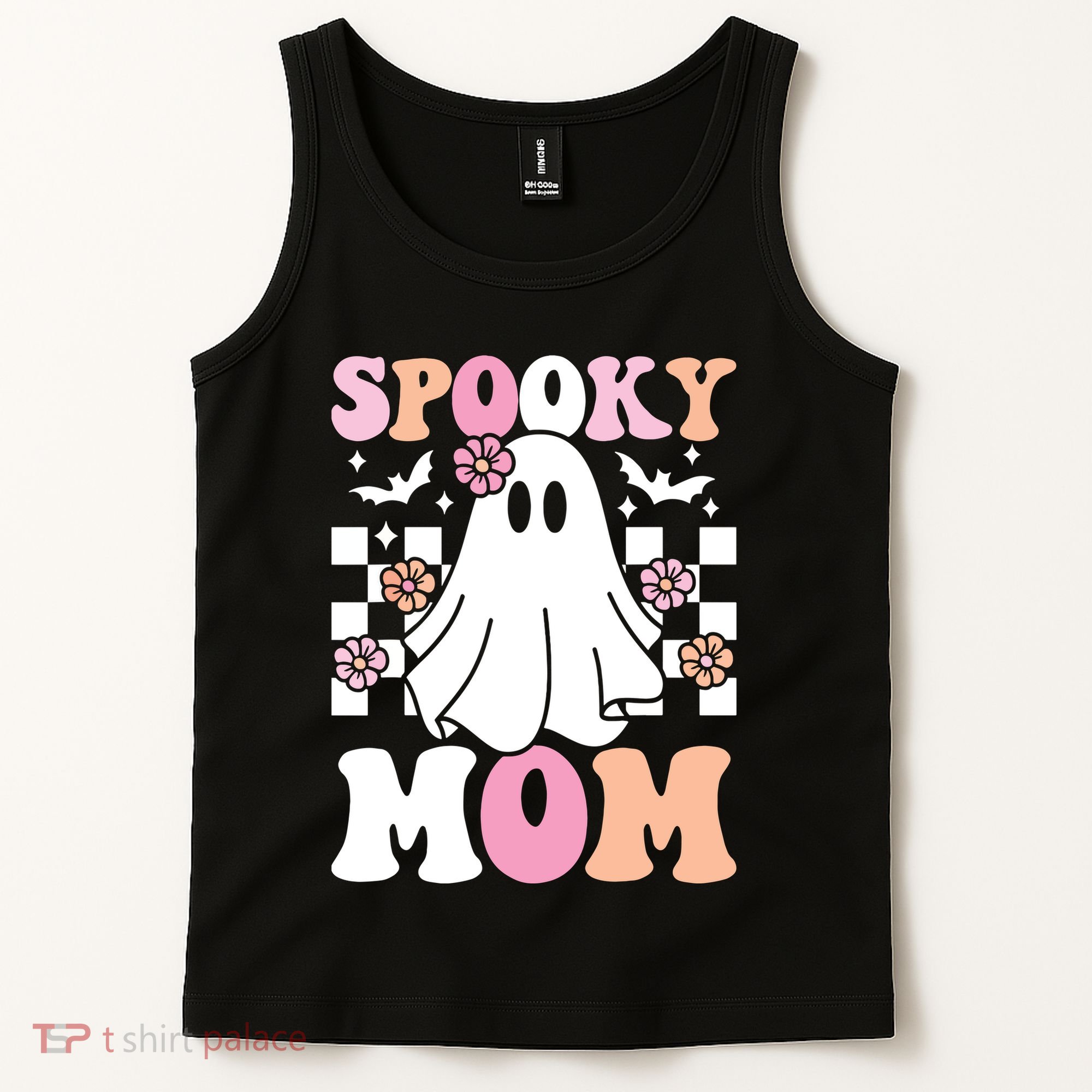 Spooky Mom Halloween Ghost Costume Retro Groovy Tank Top