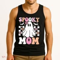 Spooky Mom Halloween Ghost Costume Retro Groovy Tank Top thumb 3