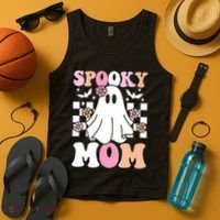Spooky Mom Halloween Ghost Costume Retro Groovy Tank Top thumb 4