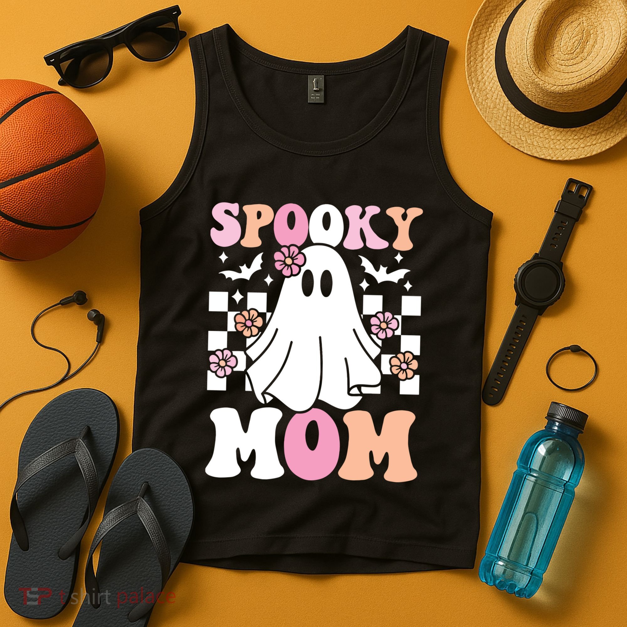 Spooky Mom Halloween Ghost Costume Retro Groovy Tank Top