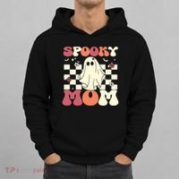 Spooky Mom Halloween Ghost Costume Retro Groovy Hoodie thumb 0
