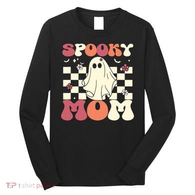 Spooky Mom Halloween Ghost Costume Retro Groovy Long Sleeve Shirt