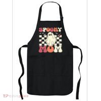 Spooky Mom Halloween Ghost Costume Retro Groovy Apron thumb 0