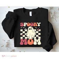 Spooky Mom Halloween Ghost Costume Retro Groovy Sweatshirt thumb 2