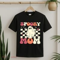 Spooky Mom Halloween Ghost Costume Retro Groovy T-Shirt thumb 2