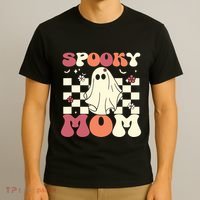 Spooky Mom Halloween Ghost Costume Retro Groovy T-Shirt thumb 3