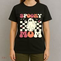 Spooky Mom Halloween Ghost Costume Retro Groovy T-Shirt thumb 4