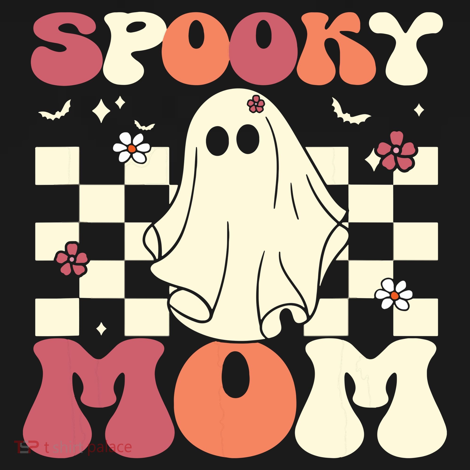 Spooky Mom Halloween Ghost Costume Retro Groovy Polo