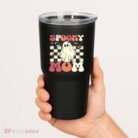Spooky Mom Halloween Ghost Costume Retro Groovy Tumbler thumb 2