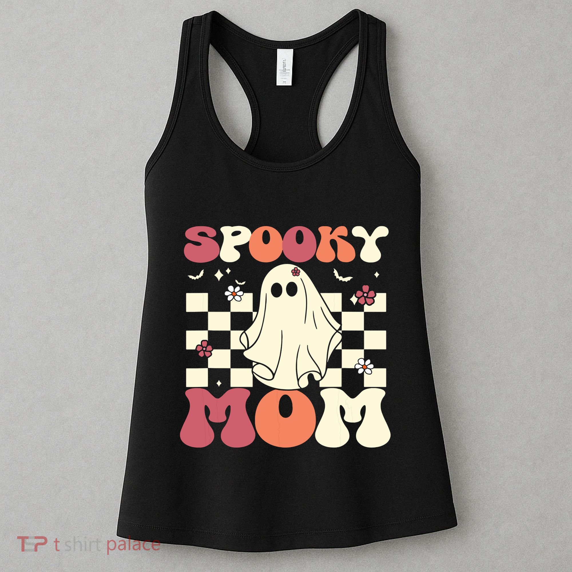Spooky Mom Halloween Ghost Costume Retro Groovy Women's Tank Top