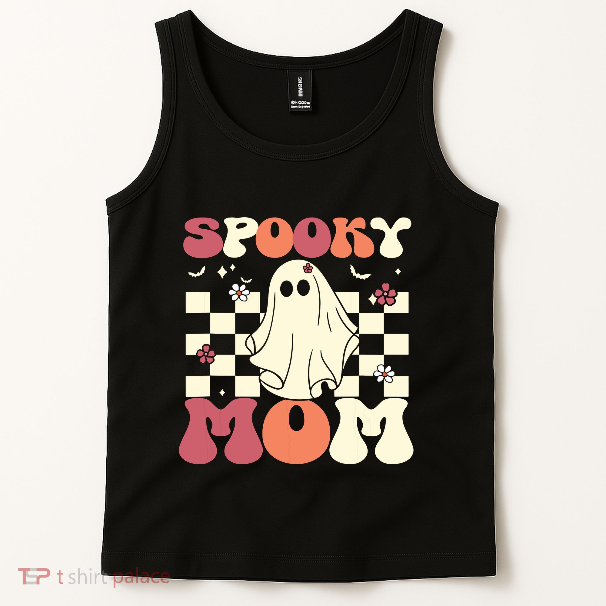 Spooky Mom Halloween Ghost Costume Retro Groovy Tank Top