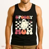 Spooky Mom Halloween Ghost Costume Retro Groovy Tank Top thumb 3